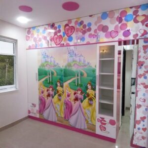 Designer Glass & Mirror Sliding Wardrobe with Wooden Finish
