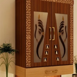 Luxury Designer Pooja Mandir Unit with Decorative Inlay Panels
